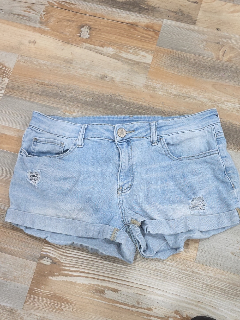 SO Light Blue Denim Jean Shorts with Rolled Hem